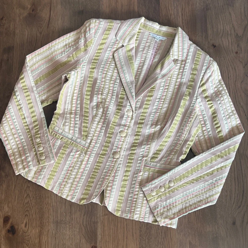Cabi Women's Cream with Stripes Blazer Size 8